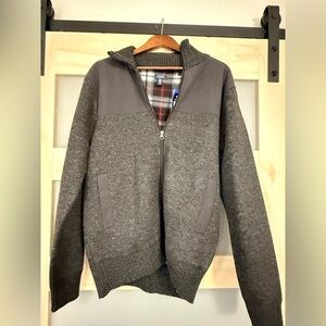 🧥 IZOD Men’s Full-Zip Lined Sweater Jacket – Gray – Size Large